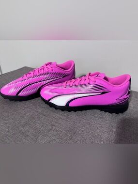 Puma Hot Pink and Black Soccer Turf Shoes